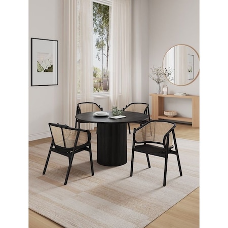 Manhattan Comfort Round Dining Set of 5, 47.24 in L, American Solid Ash Wood, Black 4-DT03ACCA02-BK